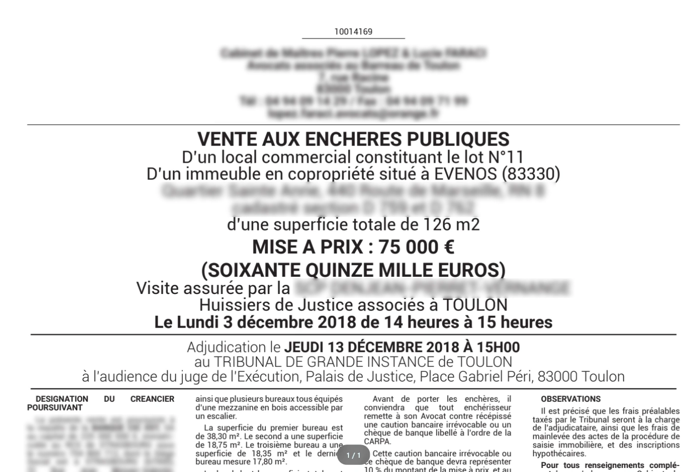 Annonce composée automatiquement, format quatre colonnes