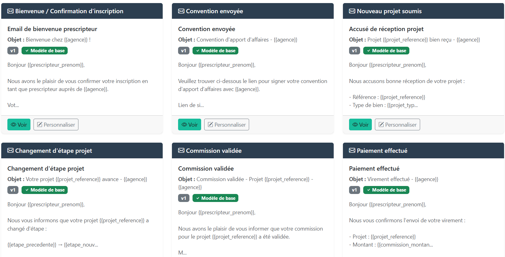 Modèles d'e-mails transactionnels personnalisables